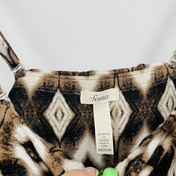 Soma Size XS Brown & Cream Mixed Geometric Print Adjustable Strap Maxi Dress - Picture 5 of 7